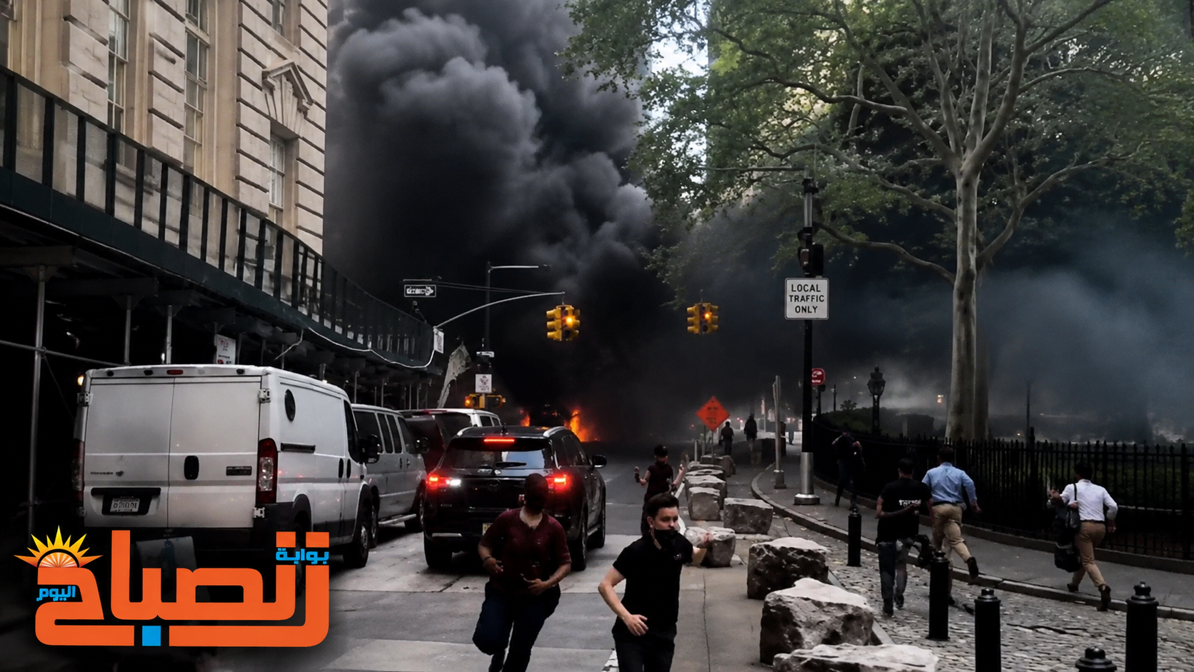 كرة نار بجوار ثور وول ستريت.. انفجار سيارة يهز قلب نيويورك بلا إصابات
